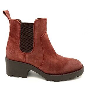 NEW BORN Graci Chelsea Boots Womens 7.5 Distressed Suede Brick Red Chunky